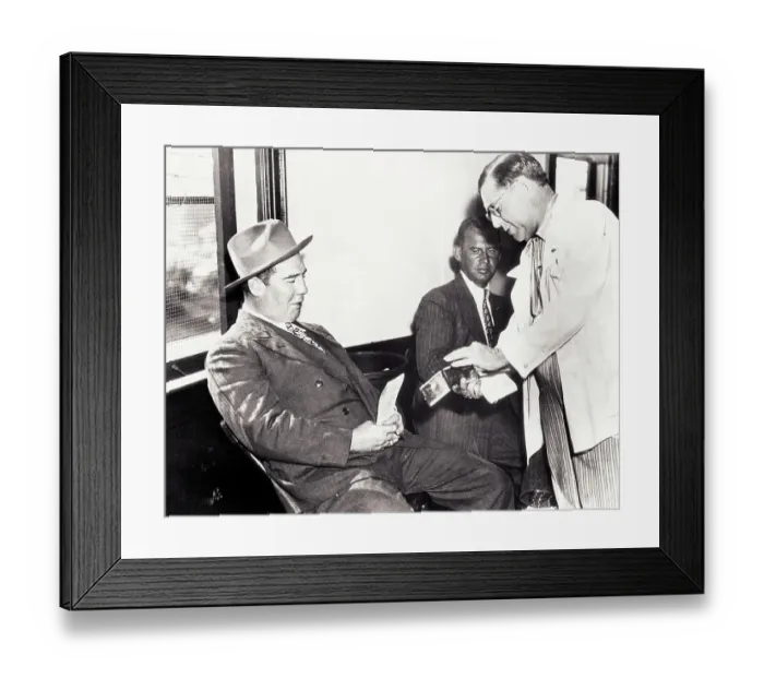 Framed Print : Art Rooney and Swifty Morgan Exchanging Racing Information Framed Print : Art Rooney and Swifty Morgan Exchanging Racing Information