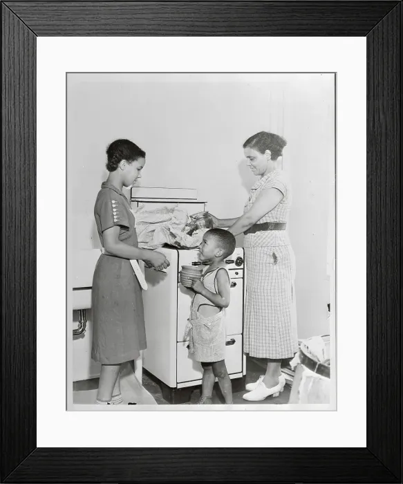 Framed Print : Family Unpacking in Kitchen Framed Print : Family Unpacking in Kitchen