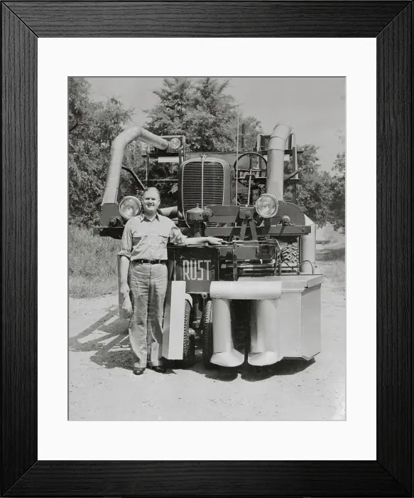 Framed Print : Inventor Posing with Cotton Picker Framed Print : Inventor Posing with Cotton Picker