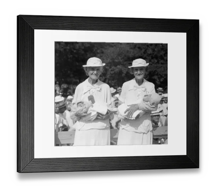 Framed Print : Elderly Twins Holding Twin Baby Boys Framed Print : Elderly Twins Holding Twin Baby Boys