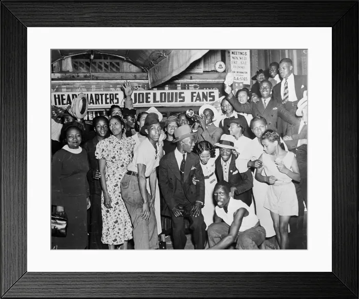 Framed Print : Fans Celebrating Joe Louis Victory