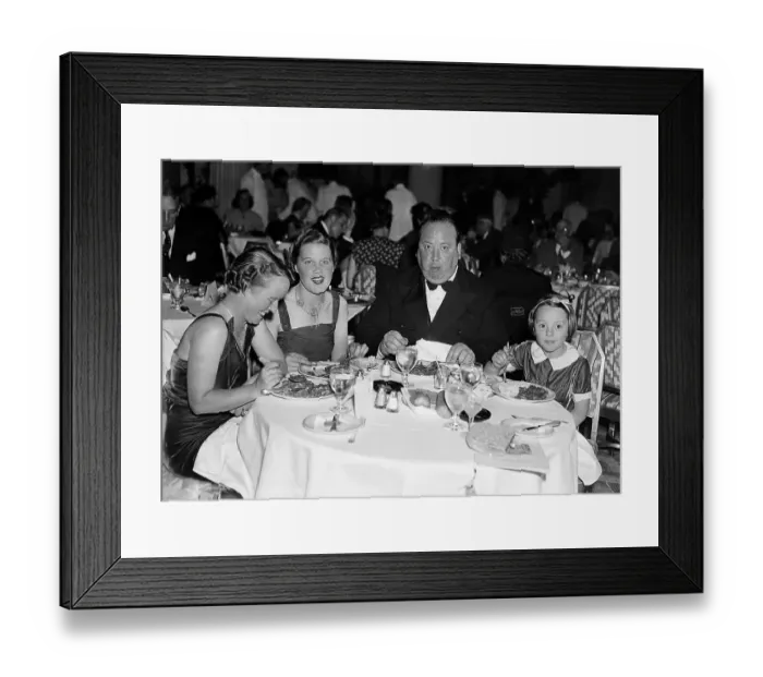Framed Print : Alfred Hitchcock Dining with his Family Framed Print : Alfred Hitchcock Dining with his Family