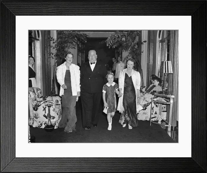 Framed Print : Alfred Hitchcock and Family in Hallway