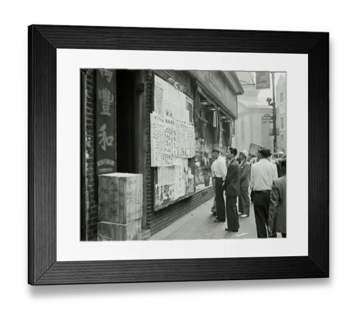 Framed Print : Chinese In Chinatown Look At Bulletins Framed Print : Chinese In Chinatown Look At Bulletins