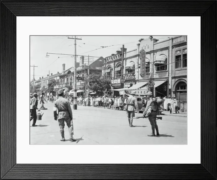 Framed Print : Japanese Soldiers Watching Chinese Citizens Framed Print : Japanese Soldiers Watching Chinese Citizens