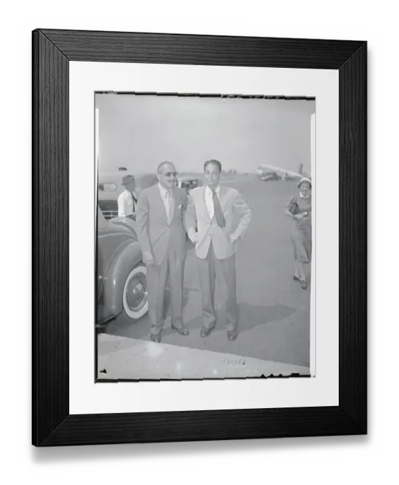Framed Print : Alfred Knopf Sr. and Son Standing on Airport Runway Framed Print : Alfred Knopf Sr. and Son Standing on Airport Runway