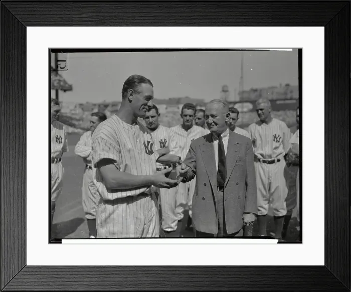Framed Print : Lou Gehrig Receiving Gift Framed Print : Lou Gehrig Receiving Gift