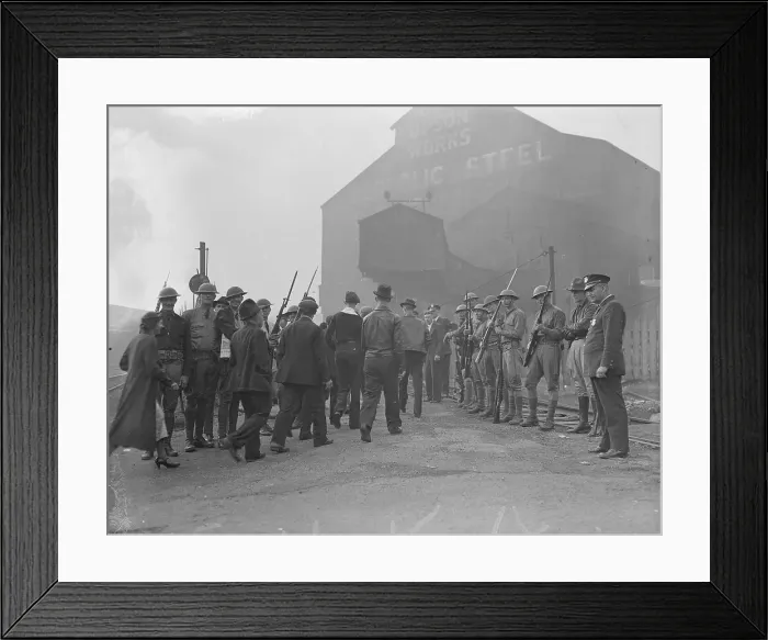 Framed Print : Steel Workers Returning to Work During Strike Framed Print : Steel Workers Returning to Work During Strike