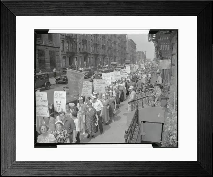Framed Print : Large Crowd of People with Protest Signs in Street Framed Print : Large Crowd of People with Protest Signs in Street
