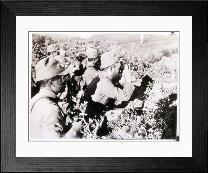 Framed Print : Japanese Troops Observe Chinese Position Framed Print : Japanese Troops Observe Chinese Position