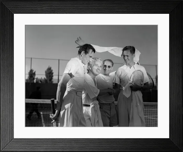 Framed Print : Charlie Chaplin Posing with Colleagues Framed Print : Charlie Chaplin Posing with Colleagues