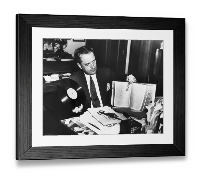 Framed Print : Dr Thornwell Jacobs Holding Items Going into Time Capsule Framed Print : Dr Thornwell Jacobs Holding Items Going into Time Capsule