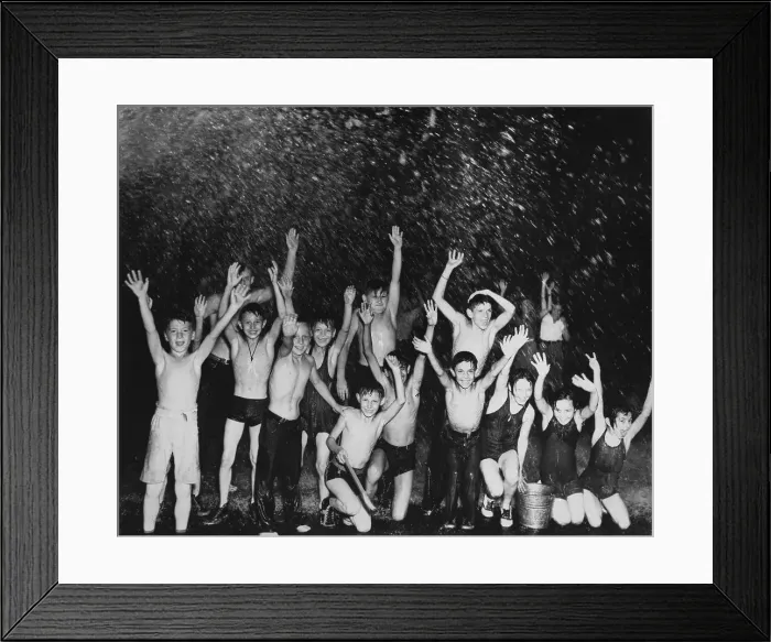 Framed Print : Kids Playing Under Shower Of Hydrant Framed Print : Kids Playing Under Shower Of Hydrant