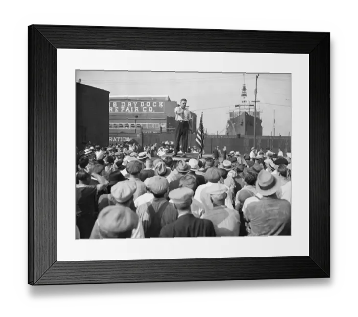 Framed Print : Labor Organizer Addressing Open Meeting Framed Print : Labor Organizer Addressing Open Meeting