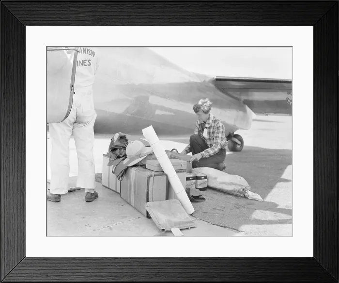 Framed Print : Amelia Earhart Preparing for Flight Framed Print : Amelia Earhart Preparing for Flight