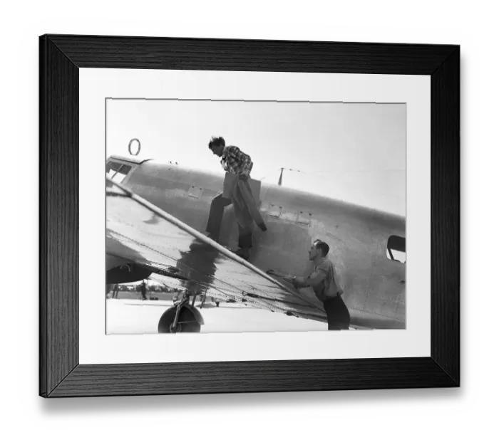 Framed Print : Amelia Earhart Outside Her Plane Framed Print : Amelia Earhart Outside Her Plane