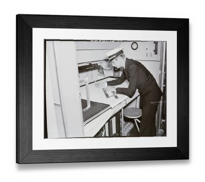 Framed Print : Naval Officer Charting Flight Route Framed Print : Naval Officer Charting Flight Route