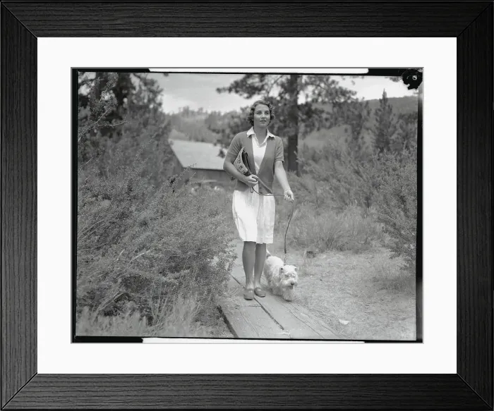 Framed Print : Queen Helen Wills Moody Walking with her Dog Framed Print : Queen Helen Wills Moody Walking with her Dog