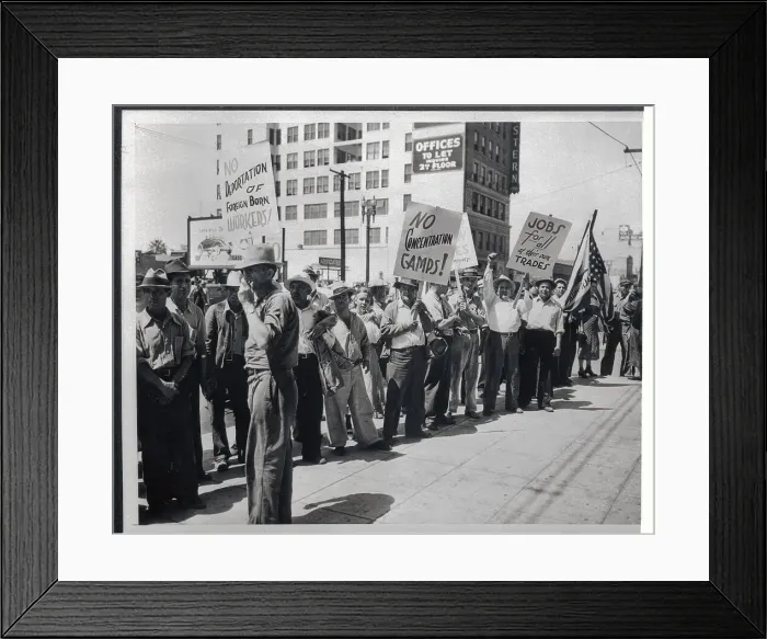 Framed Print : Protesters Carrying Signs in Street Framed Print : Protesters Carrying Signs in Street