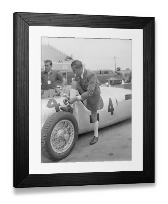 Framed Print : Bernd Rosemeyer Tying His Shoelace Framed Print : Bernd Rosemeyer Tying His Shoelace