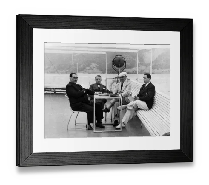 Framed Print : Central European Statesmen Sit on Yacht Framed Print : Central European Statesmen Sit on Yacht