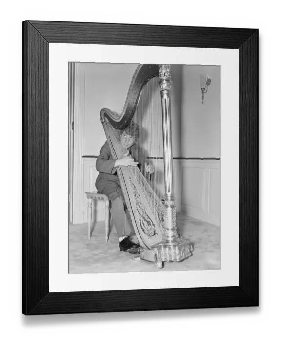 Framed Print : Harpo Marx Caresses His $12, 000 Harp Framed Print : Harpo Marx Caresses His $12, 000 Harp