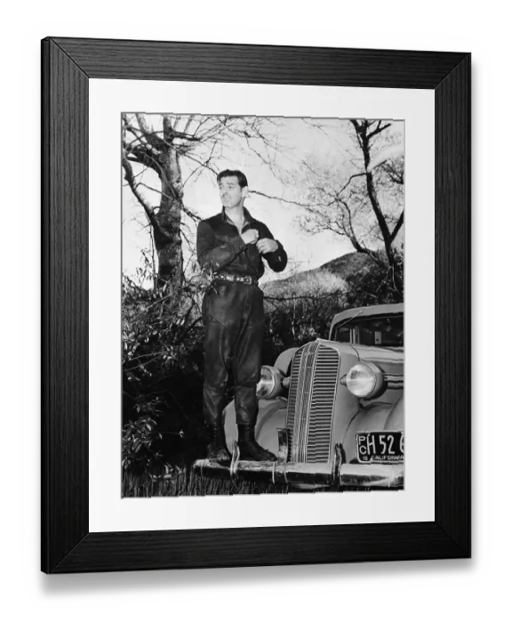 Framed Print : Clark Gable at Camp Site Framed Print : Clark Gable at Camp Site
