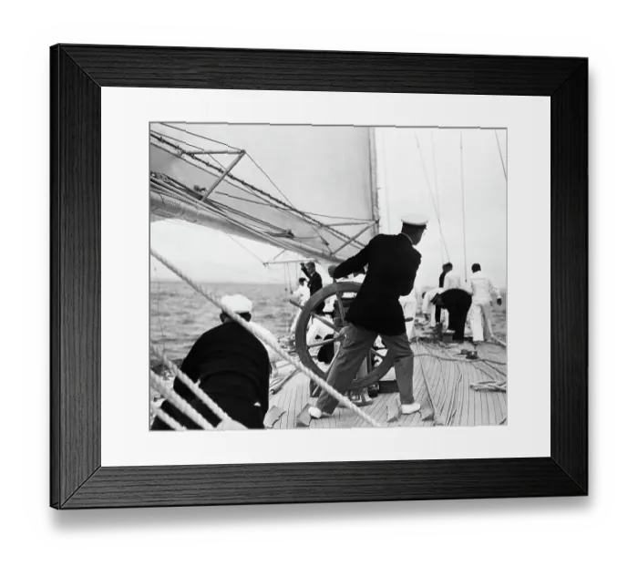 Framed Print : Harold Vanderbilt At Wheel Framed Print : Harold Vanderbilt At Wheel