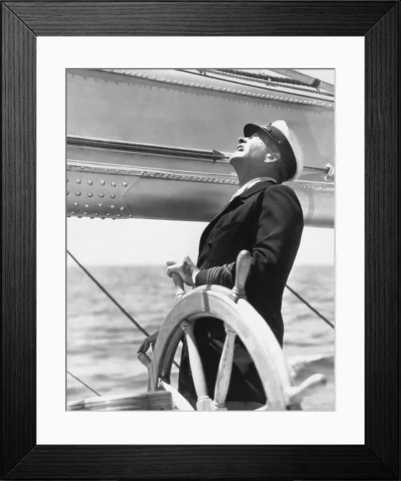 Framed Print : Harold S. Vanderbilt Steering Ship Framed Print : Harold S. Vanderbilt Steering Ship
