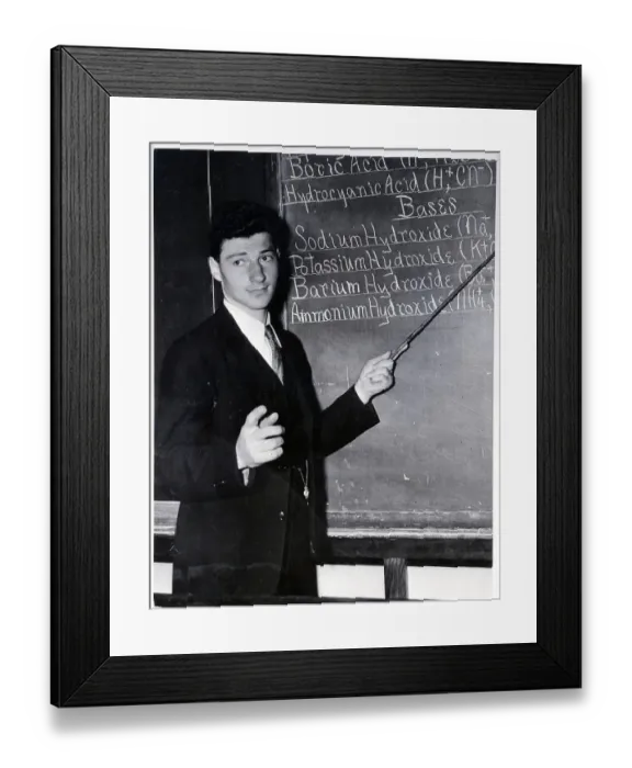 Framed Print : Abe Krems Standing at Blackboard Framed Print : Abe Krems Standing at Blackboard