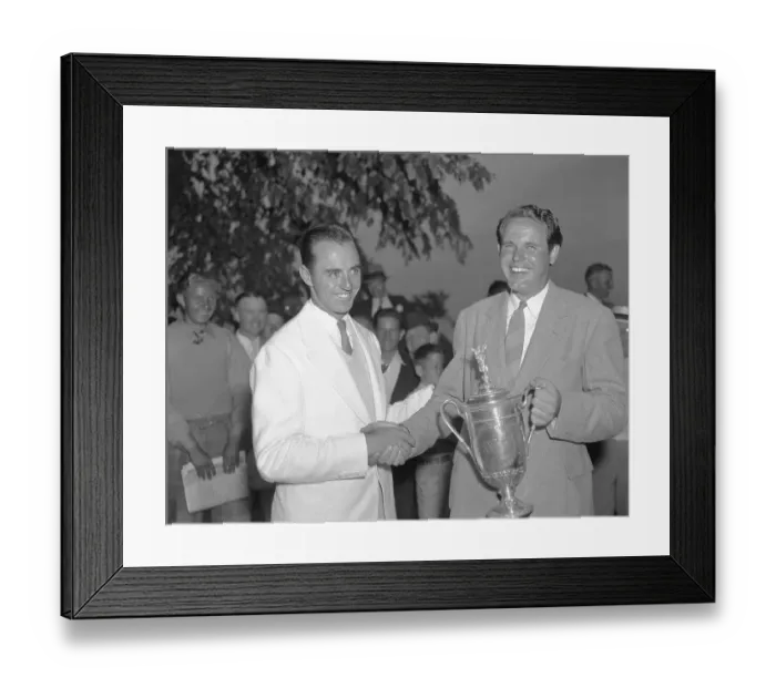 Framed Print : Sam Snead Presenting Trophy to Ralph Guldahl Framed Print : Sam Snead Presenting Trophy to Ralph Guldahl