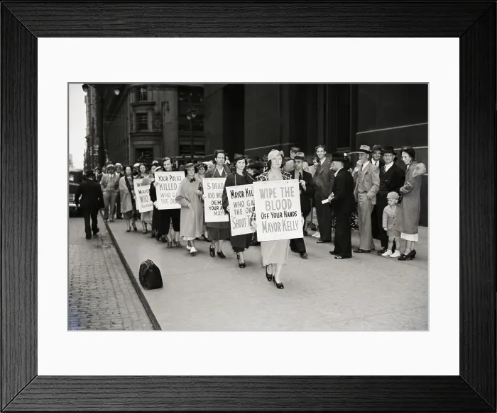 Framed Print : Wives of Stiking Steel Workers Picketing