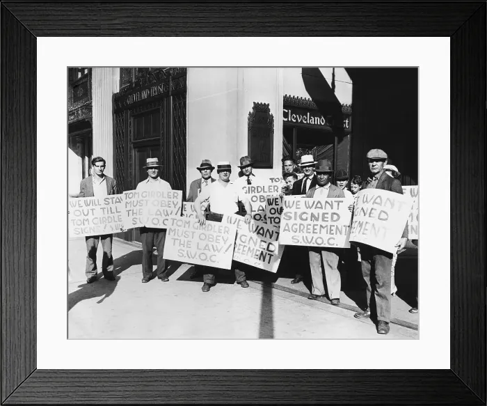 Framed Print : C. I. O. Pickets Republic Steel Headquarters Framed Print : C. I. O. Pickets Republic Steel Headquarters