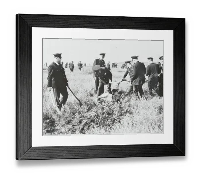 Framed Print : Police with Confronting Strikers Near Plant Framed Print : Police with Confronting Strikers Near Plant