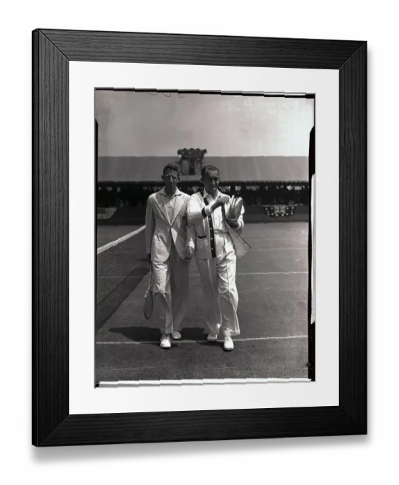 Framed Print : Don Budge and Jack Crawford Walking on Tennis Court