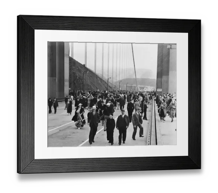 Framed Print : Pedestrians Strolling Across Golden Gate Bridge Framed Print : Pedestrians Strolling Across Golden Gate Bridge