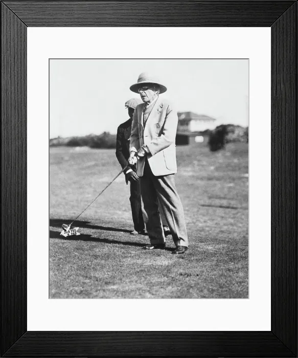 Framed Print : J.D.Rockefeller Watches Ball He Hit;Golf Framed Print : J.D.Rockefeller Watches Ball He Hit;Golf