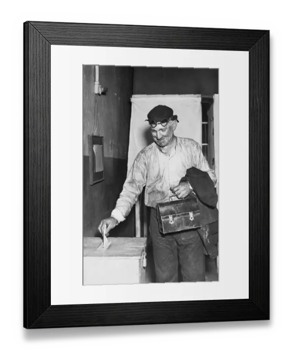 Framed Print : Steel Worker Votes on Union After Shift Framed Print : Steel Worker Votes on Union After Shift