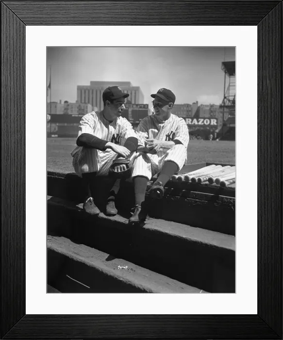 Framed Print : Joe DiMaggio Pictured with Newly Recruited Tom Henrich Framed Print : Joe DiMaggio Pictured with Newly Recruited Tom Henrich