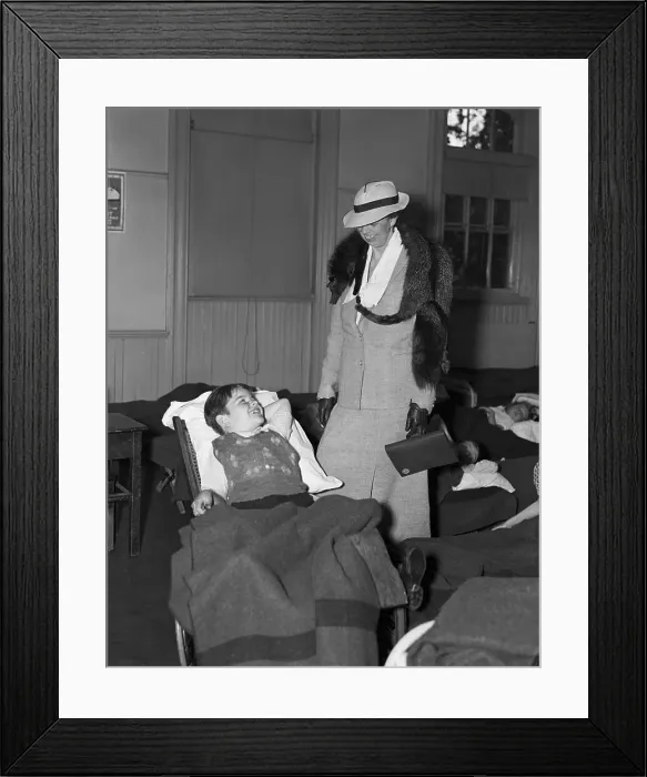 Framed Print : Eleanor Roosevelt Speaks to Boy in Wheelchair