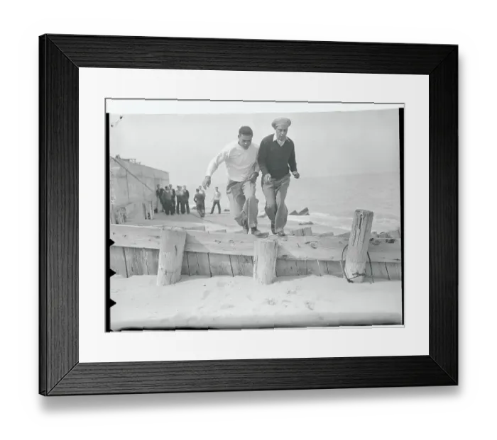 Framed Print : Joe Louis Running with Trainer Framed Print : Joe Louis Running with Trainer