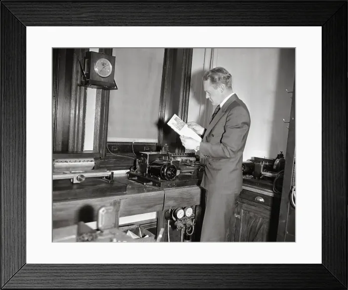 Framed Print : S.H. Simpson Receiving Radiophoto of Coronation Framed Print : S.H. Simpson Receiving Radiophoto of Coronation