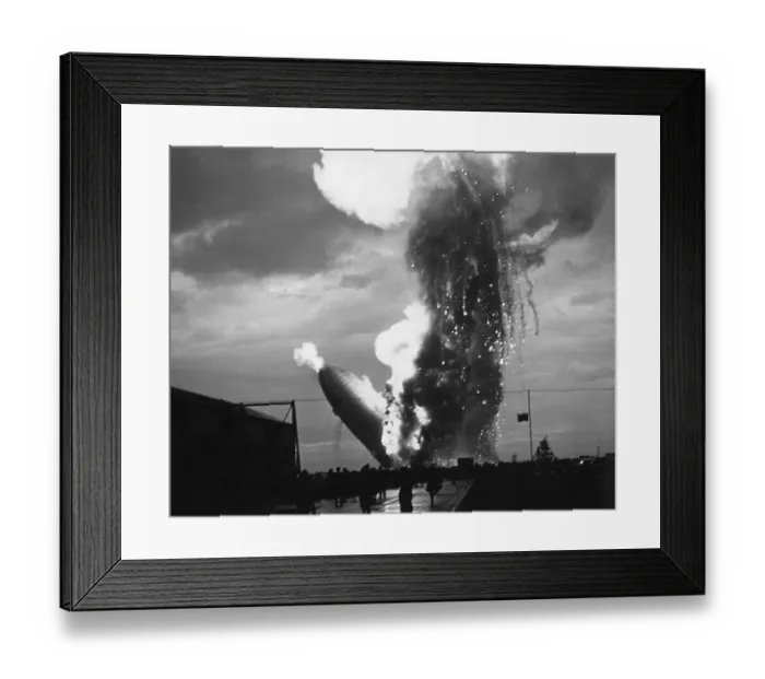 Framed Print : Zeppelin Hindenburg Burning in Lakehurst Framed Print : Zeppelin Hindenburg Burning in Lakehurst