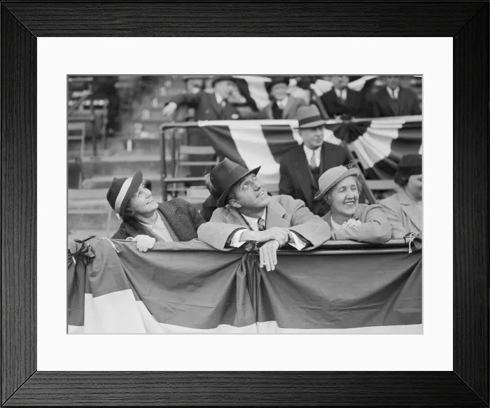Framed Print : Mr. and Mrs. Ford Frick with S. B. Hall in Grandstand Framed Print : Mr. and Mrs. Ford Frick with S. B. Hall in Grandstand
