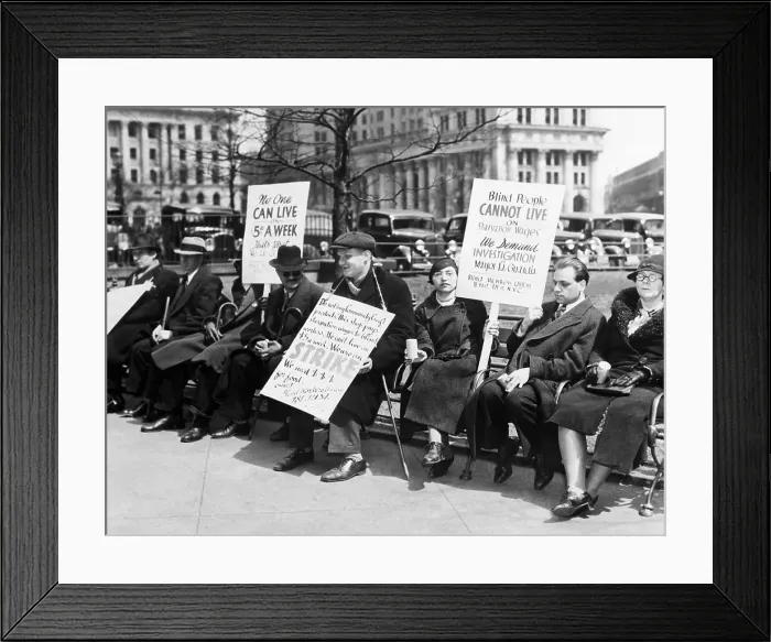 Framed Print : Blind City Workers Strike in New York Framed Print : Blind City Workers Strike in New York