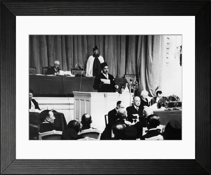 Framed Print : Nahas Pasha Addresses Montreux Conf Framed Print : Nahas Pasha Addresses Montreux Conf