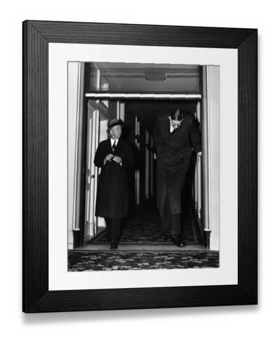 Framed Print : Robert Wadlow Leaving Hotel with Father Framed Print : Robert Wadlow Leaving Hotel with Father