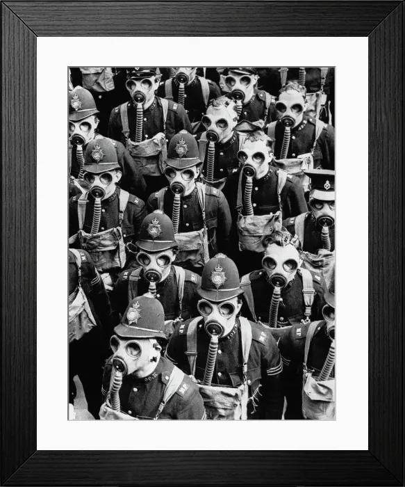 Framed Print : Gas Mask Drill Framed Print : Gas Mask Drill