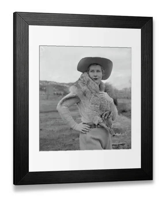 Framed Print : Catherine Dale Owen Davis Wearing Fur Scarf Framed Print : Catherine Dale Owen Davis Wearing Fur Scarf