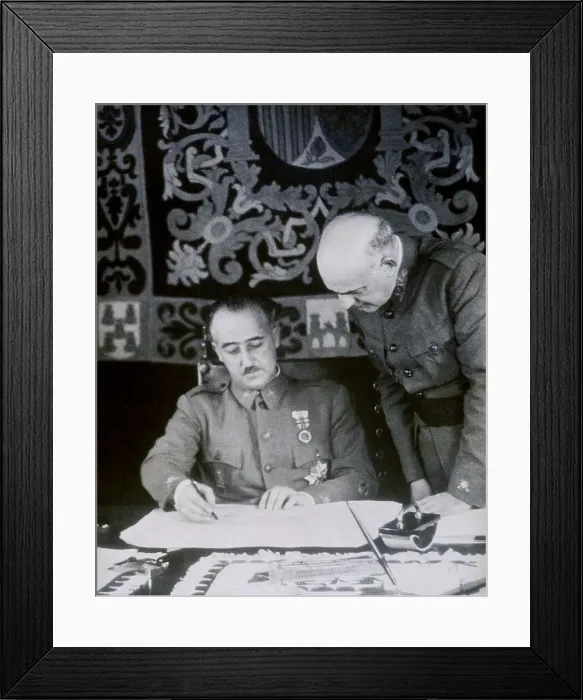 Framed Print : Franco With General Making Plans Framed Print : Franco With General Making Plans